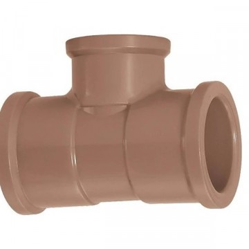 Tee 50mm x 25mm água Soldavel Marrom Amanco